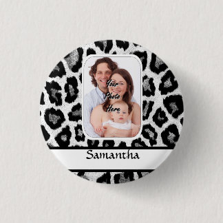 Black and white leopard print pinback button