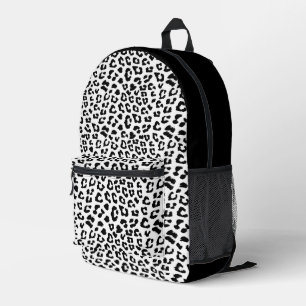 Black and White Leopard Print Printed Backpack