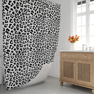 Black and White Leopard Print Shower Curtain