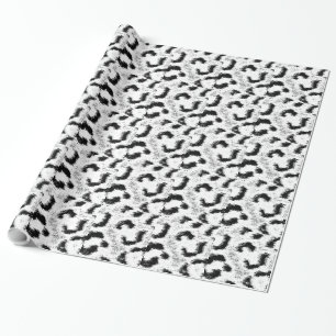 Black and White Leopard Print Skin Fur Wrapping Paper
