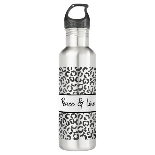 Black and  White Leopard Print   Stainless Steel Water Bottle