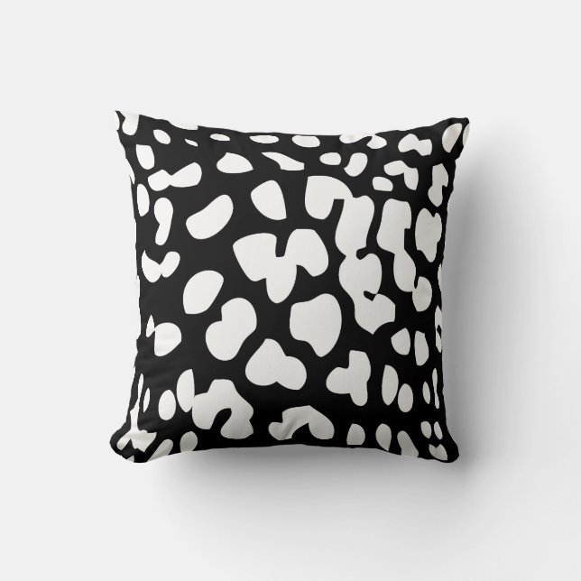 Black and White Leopard Print Throw Pillow (Front)