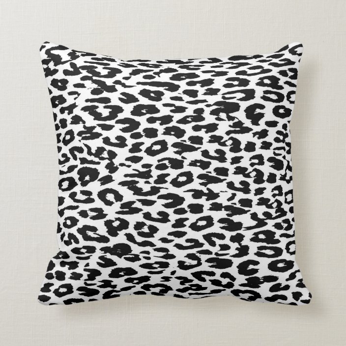 Black and White Leopard Print Throw Pillow