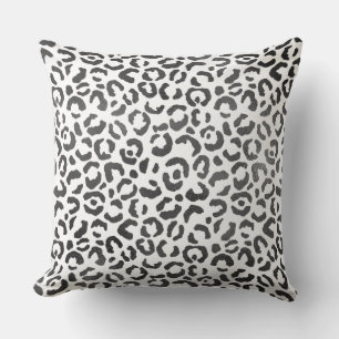 Black and White Leopard Print Throw Pillow
