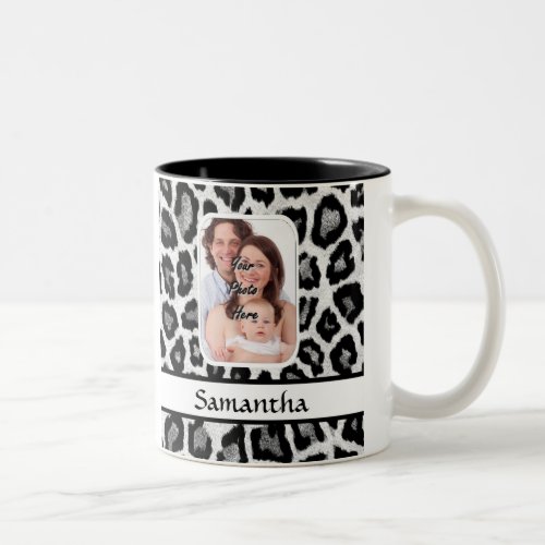 Black and white leopard print Two_Tone coffee mug