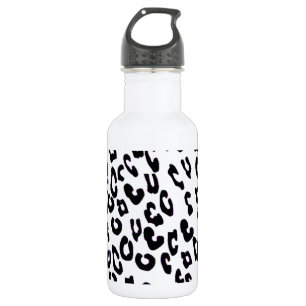 Black And White Leopard Print Water Bottle