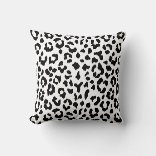 black and white leopard print  with monogram throw pillow