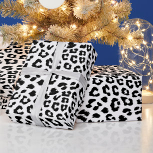 Black and White Leopard Print Wrapping Paper