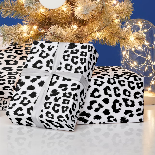 Black and White Leopard Print Wrapping Paper (Holidays)