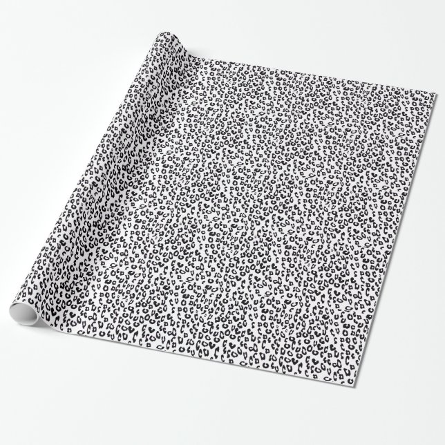 Black And White Leopard Print Wrapping Paper (Unrolled)