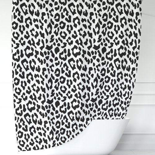 Black And White Leopard Shower Curtain