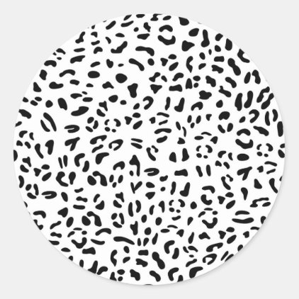 Black and white leopard skin texture classic round sticker