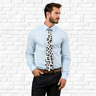Black and White Leopard Spot Neck Tie