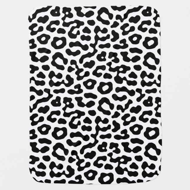 Black and White Leopard Spots Print Pattern Baby Blanket (Front)