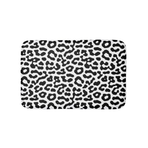 Black and White Leopard Spots Print Pattern Bath Mat