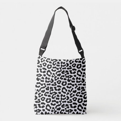 Black and White Leopard Spots Print Pattern Crossbody Bag