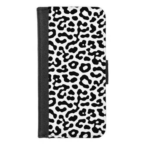 Black and White Leopard Spots Print Pattern iPhone 87 Wallet Case