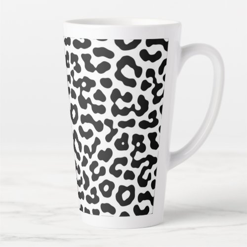 Black and White Leopard Spots Print Pattern Latte Mug