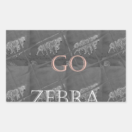Black and White Lets Go Zebra  Hakuna Matata motif Rectangular Sticker