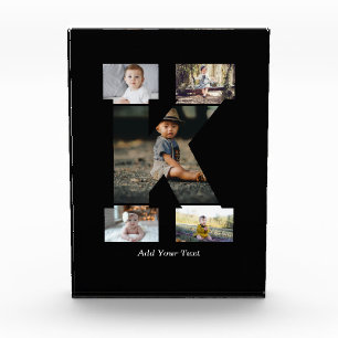 Black and White Letter K Photo Collage Block