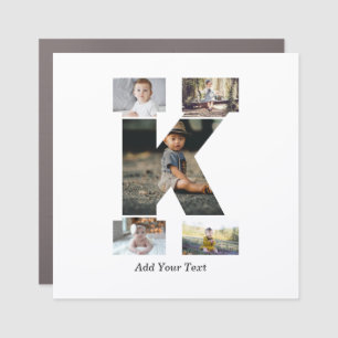 Black and White Letter K Photo Collage Car Magnet
