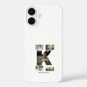 Black and White Letter K Photo Collage iPhone 16 Case