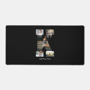 Black and White Letter K Photo Collage Desk Mat