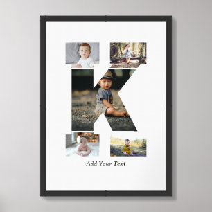 Black and White Letter K Photo Collage Framed Art