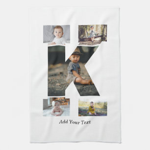 Black and White Letter K Photo Collage Kitchen Towel