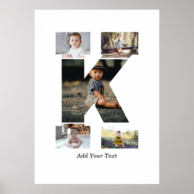 Black and White Letter K Photo Collage Poster (Front)