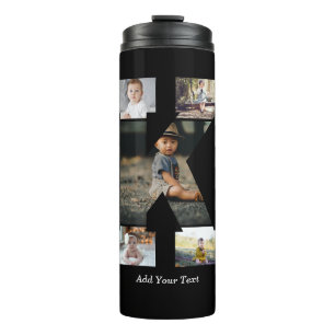Black and White Letter K Photo Collage Thermal Tumbler