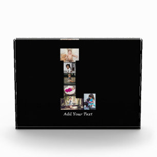 Black and White Letter L Photo Collage Block