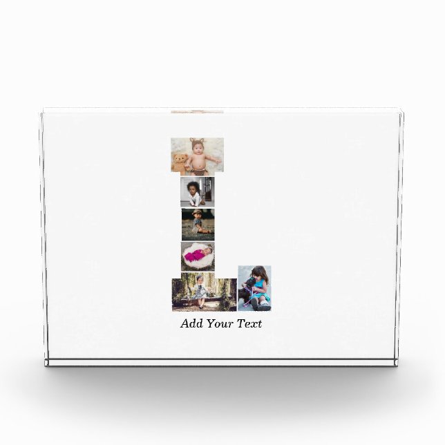 Black and White Letter L Photo Collage Block (Front)