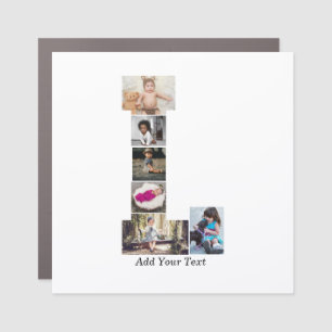 Black and White Letter L Photo Collage Car Magnet