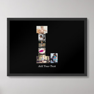 Black and White Letter L Photo Collage Framed Art