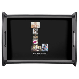 Black and White Letter L Photo Collage Serving Tray