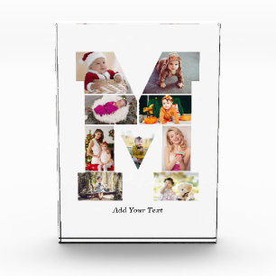 Black and White Letter M Photo Collage Block