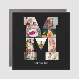 Black and White Letter M Photo Collage Car Magnet