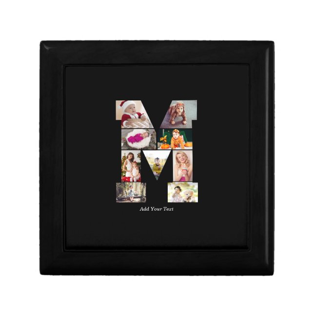 Black and White Letter M Photo Collage Gift Box (Front)