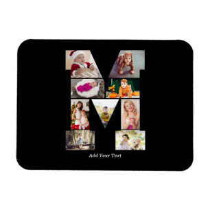 Black and White Letter M Photo Collage Magnet