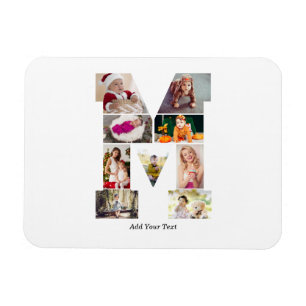 Black and White Letter M Photo Collage Magnet