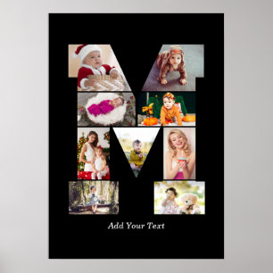 Black and White Letter M Photo Collage Poster