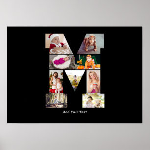 Black and White Letter M Photo Collage Poster