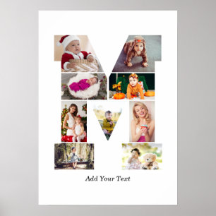 Black and White Letter M Photo Collage Poster