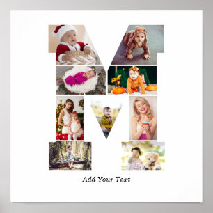 Black and White Letter M Photo Collage Poster