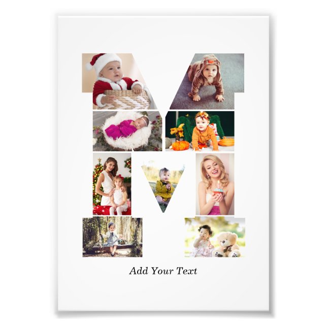 Black and White Letter M Photo Collage Print (Front)