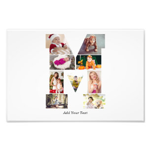 Black and White Letter M Photo Collage Print
