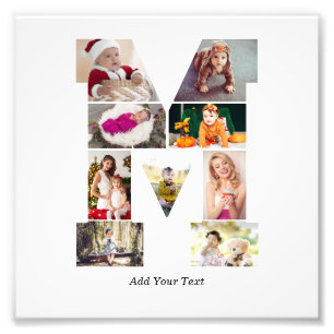 Black and White Letter M Photo Collage Print