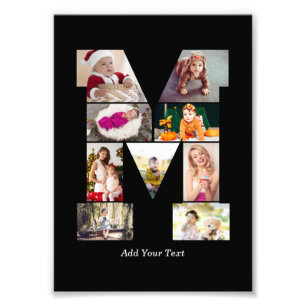 Black and White Letter M Photo Collage Print