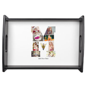 Black and White Letter M Photo Collage Serving Tray
